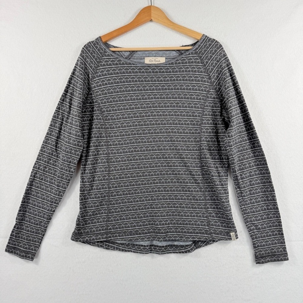 Old Ranch Brands Long Sleeve Top Womens Medium Gray Geometric Gorpcore Cabincore